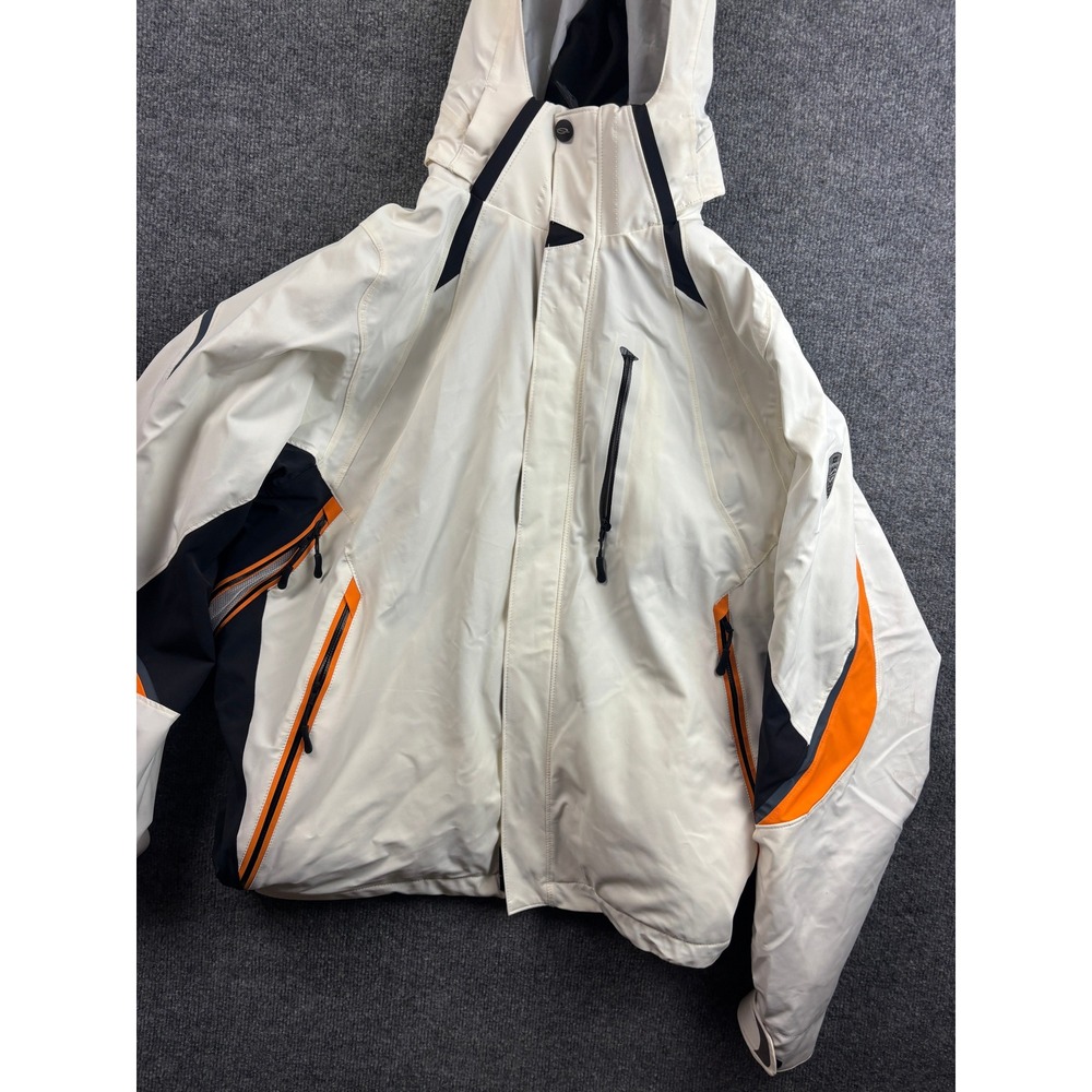 Obermeyer Falcon Shell Jacket Mens Medium White Orange Ski Snowboard 02203